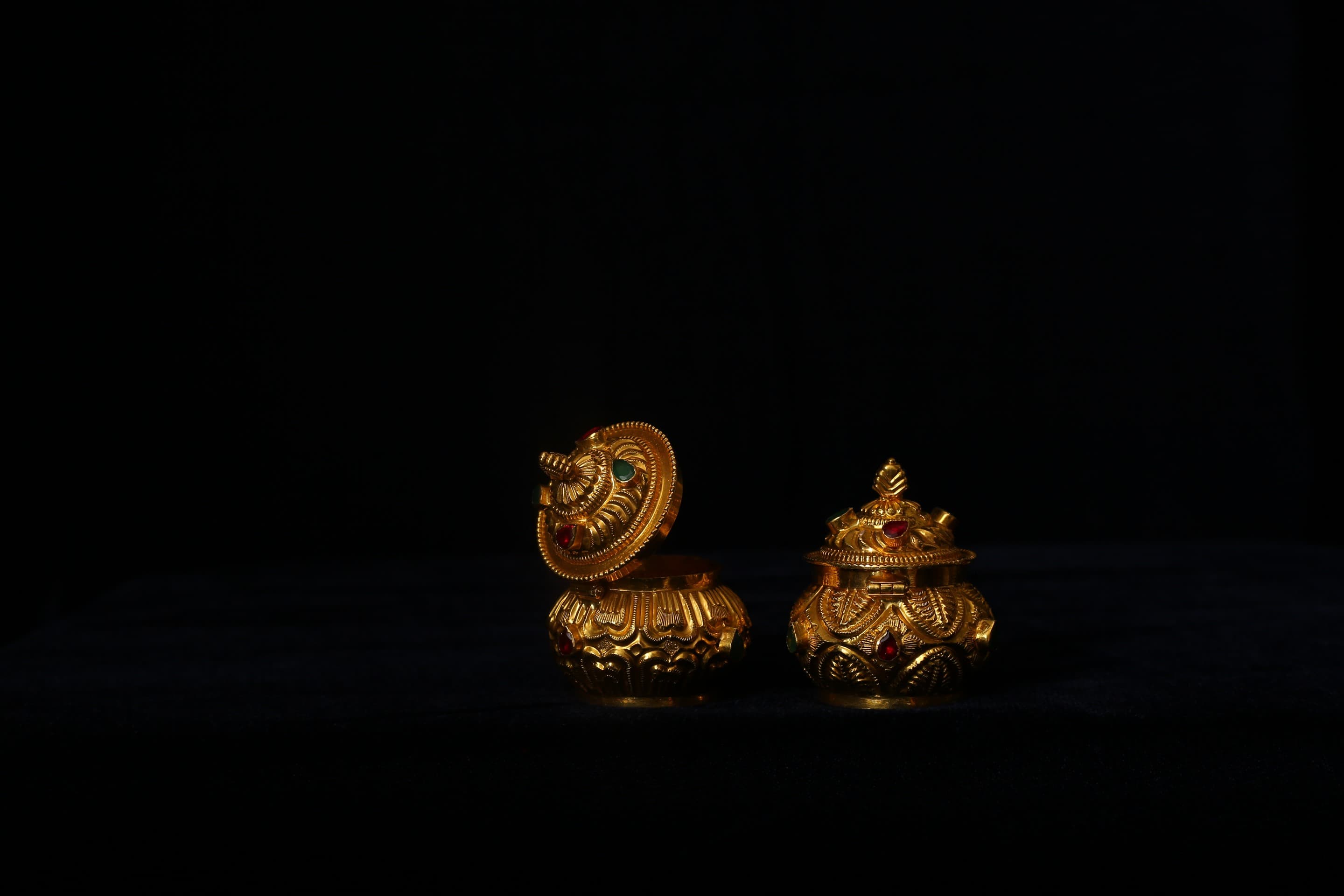 Traditional Gold Kumkum Container.